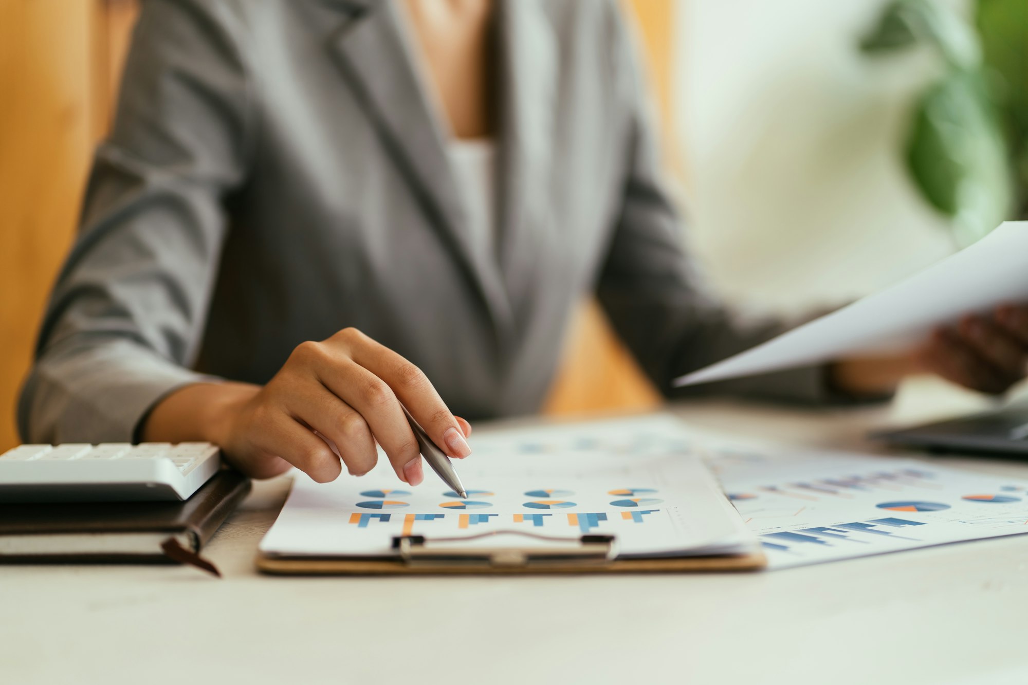 Businessman show analyzing report, business performance concept